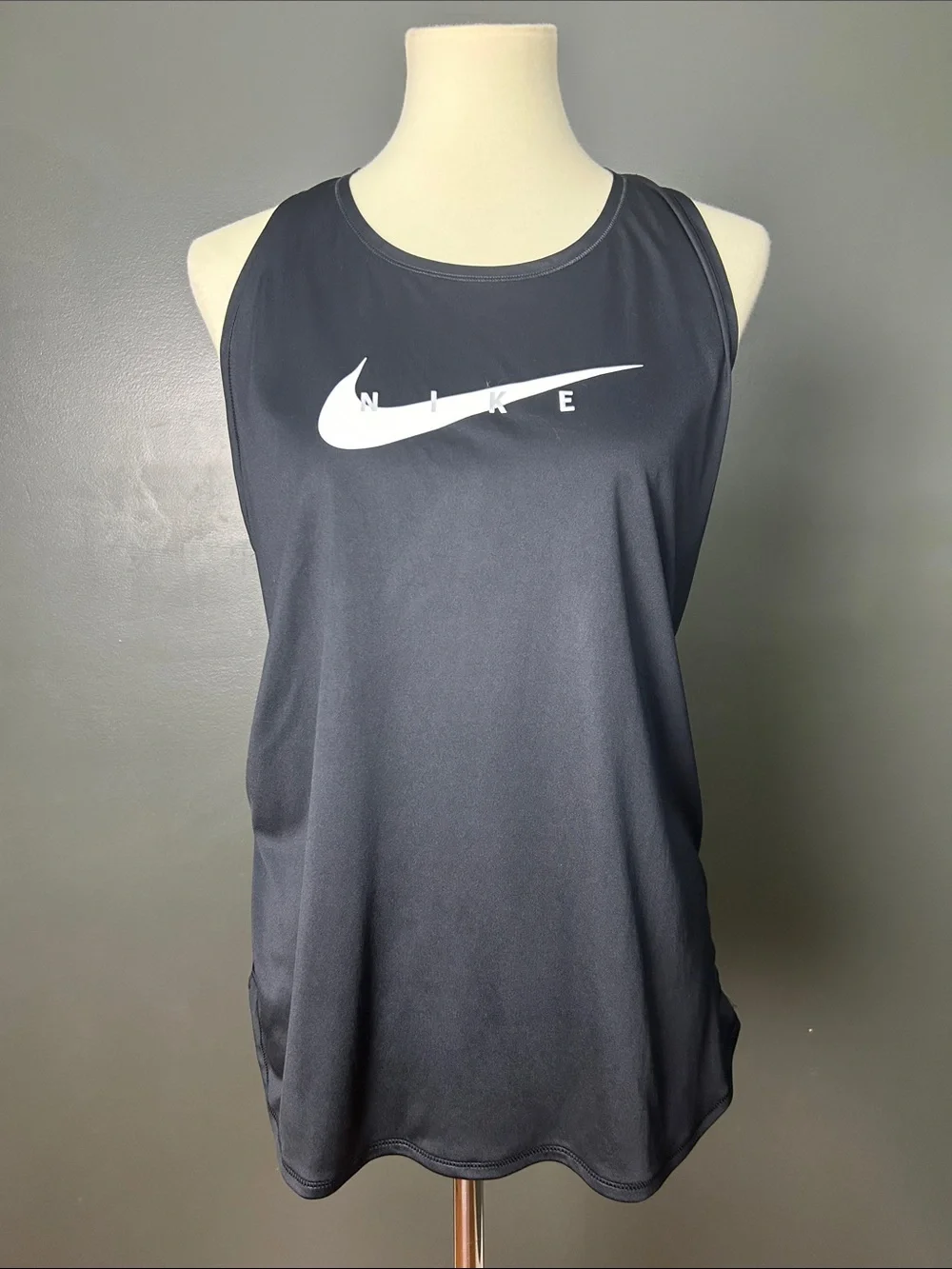 Nike DRI-FIT BLACK Racerback Running Tank Top with White Swoosh Logo Size XL